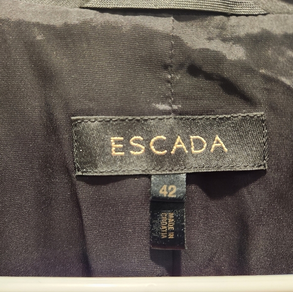 ESCADA Wool Black Blazer Women's Sz 42 Large Stretch Business Jacket 1 button - Picture 12 of 16